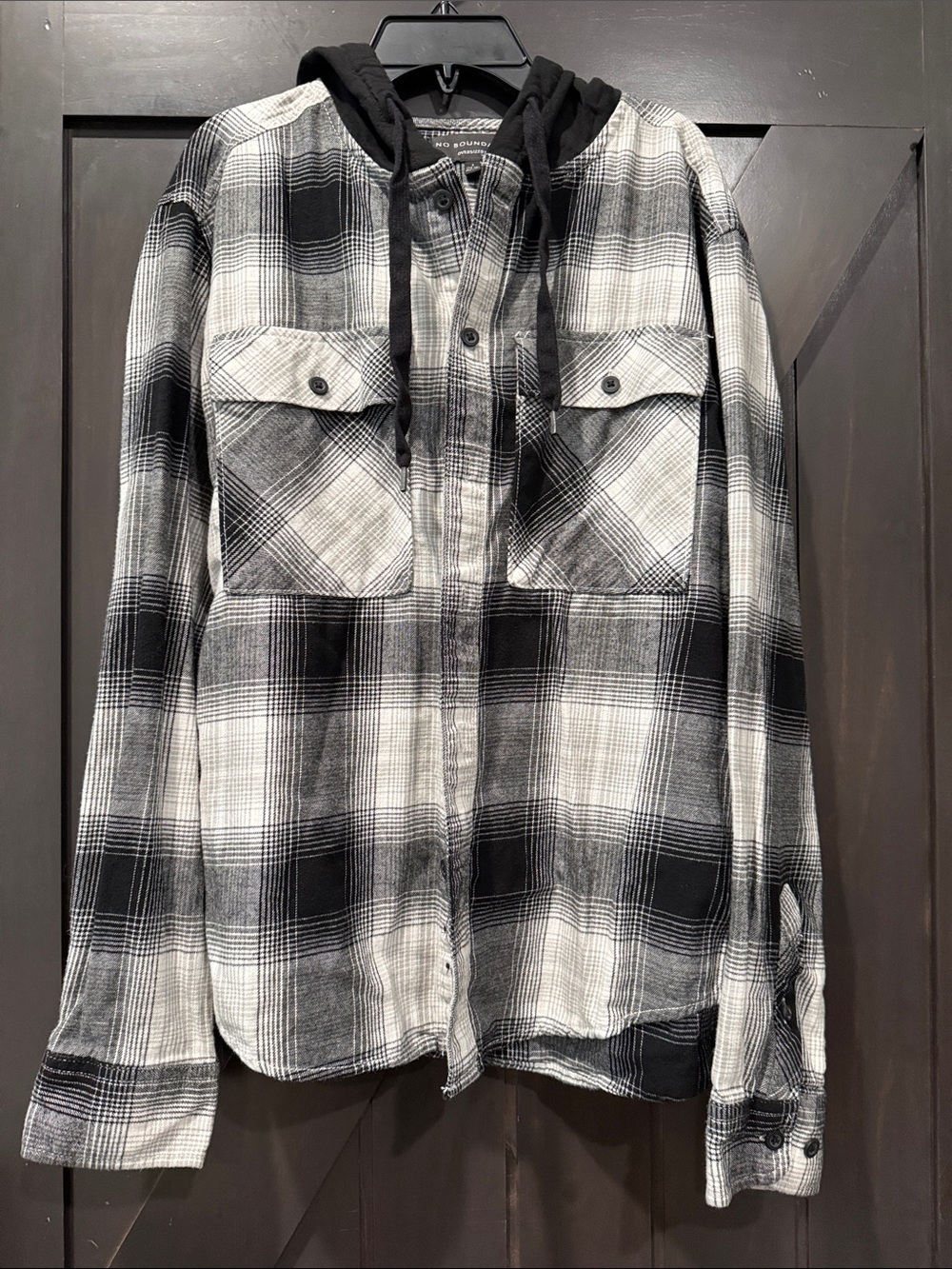 No Boundaries Black & White Plaid Oversized Shirt
